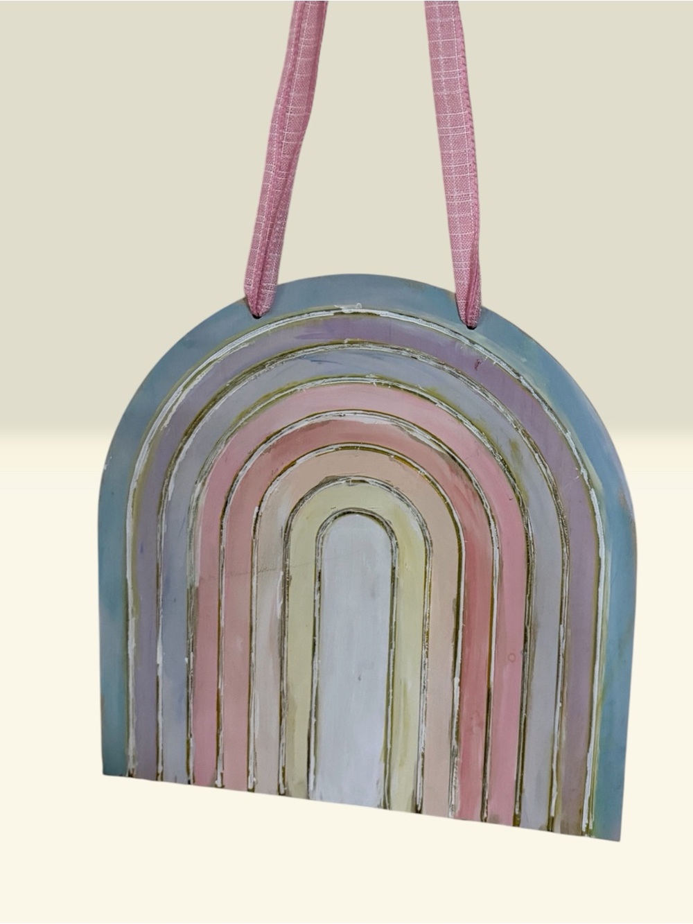 Handcrafted Pastel Rainbow Wall Accent - Pink, Blue, Cream